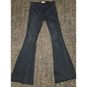 Free People Black Washed Out Penny Flare Stretch Pull On Boho Jeans 27